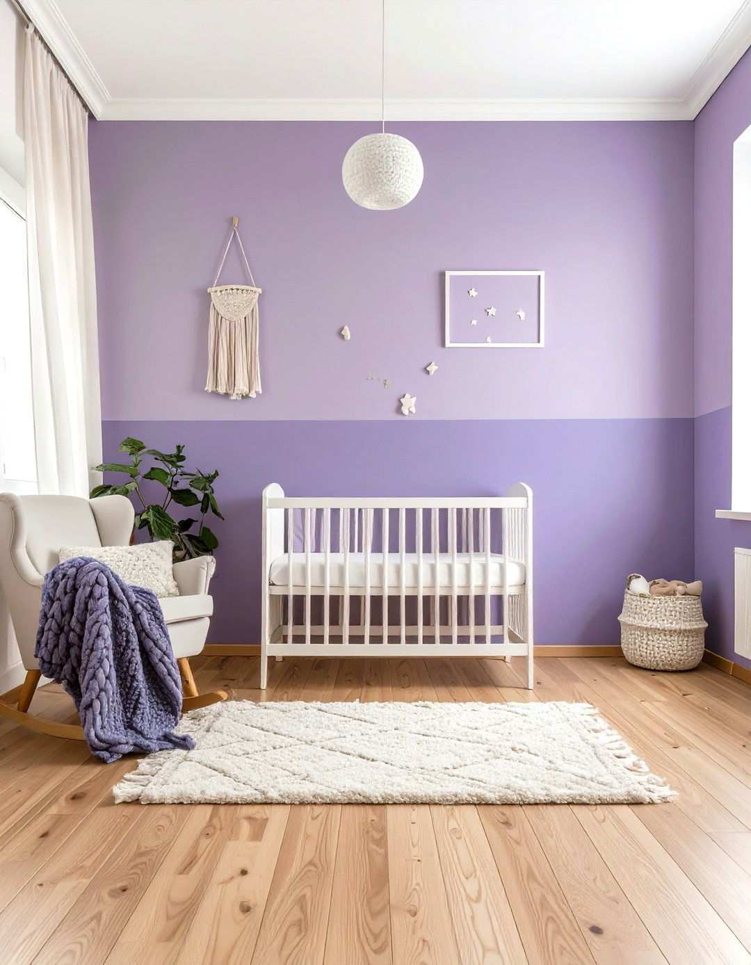 Purple Ombre Painted Wall Nursery - 24 Purple Nursery Ideas