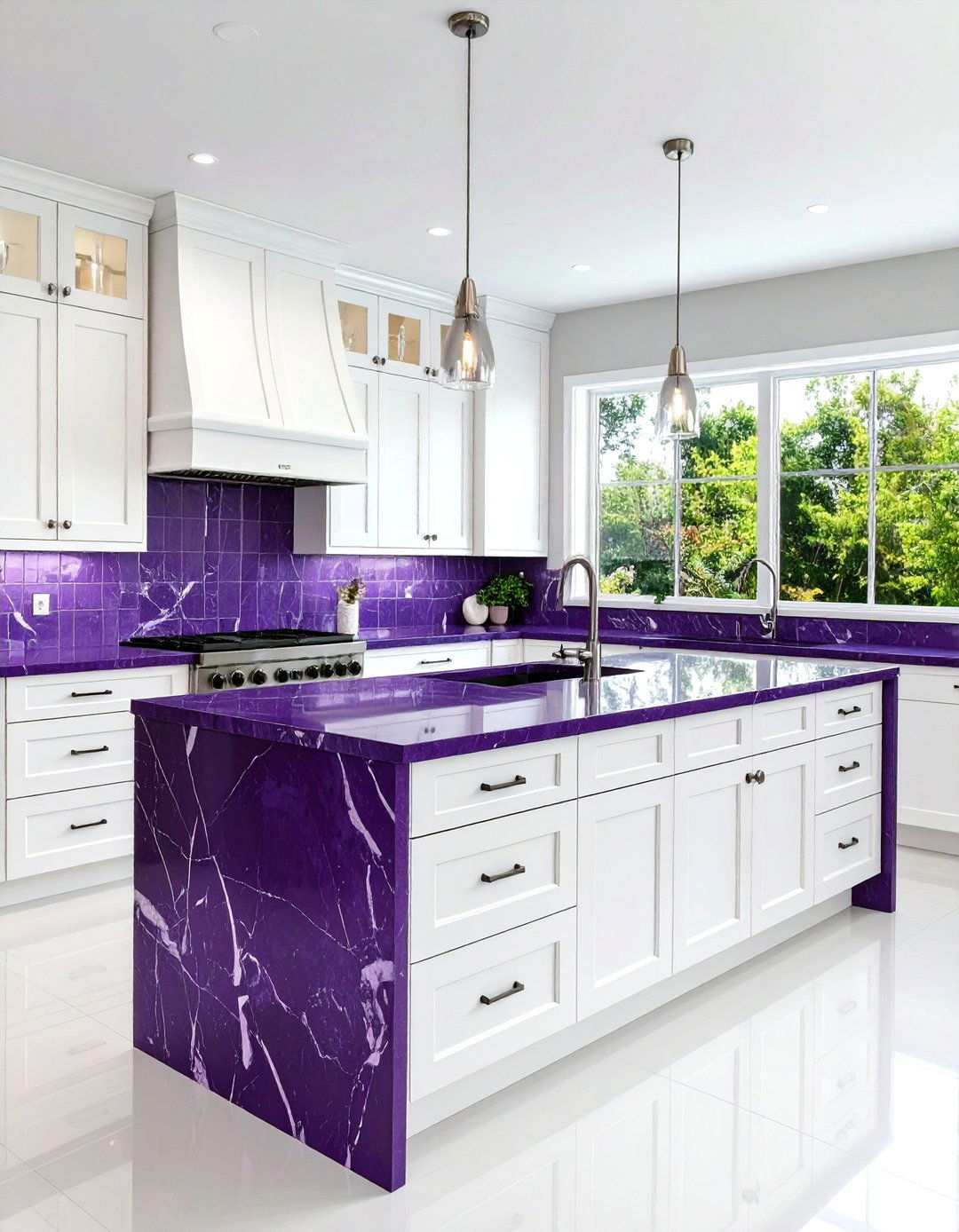 Purple Quartz Countertop Kitchen - 24 Purple Kitchen Ideas