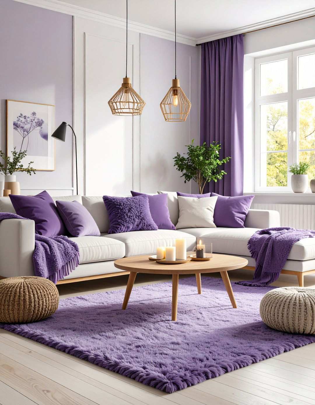 Purple Scandinavian Living Room - 24 Purple Living Room Ideas