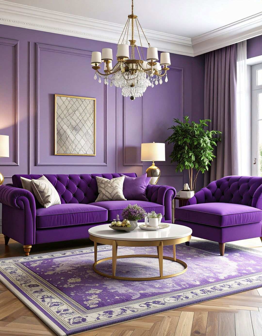 Purple Transitional Living Room - 24 Purple Living Room Ideas