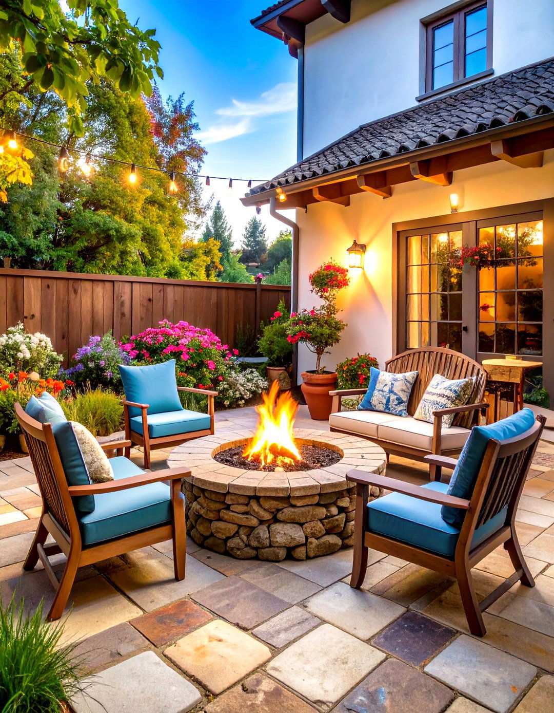 Quarried Stone with Traditional Fire Ring - 24 Stone Patio With a Fire Pit Ideas