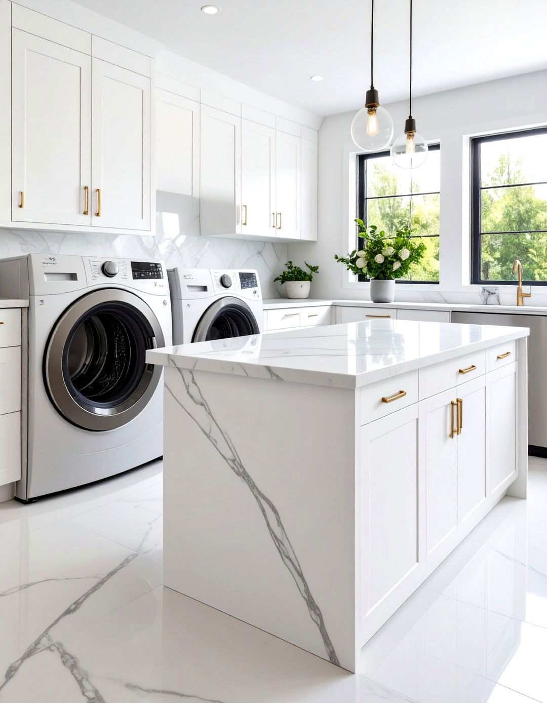Quartz Engineered Stone Countertop - 24 Laundry Room Countertop Ideas