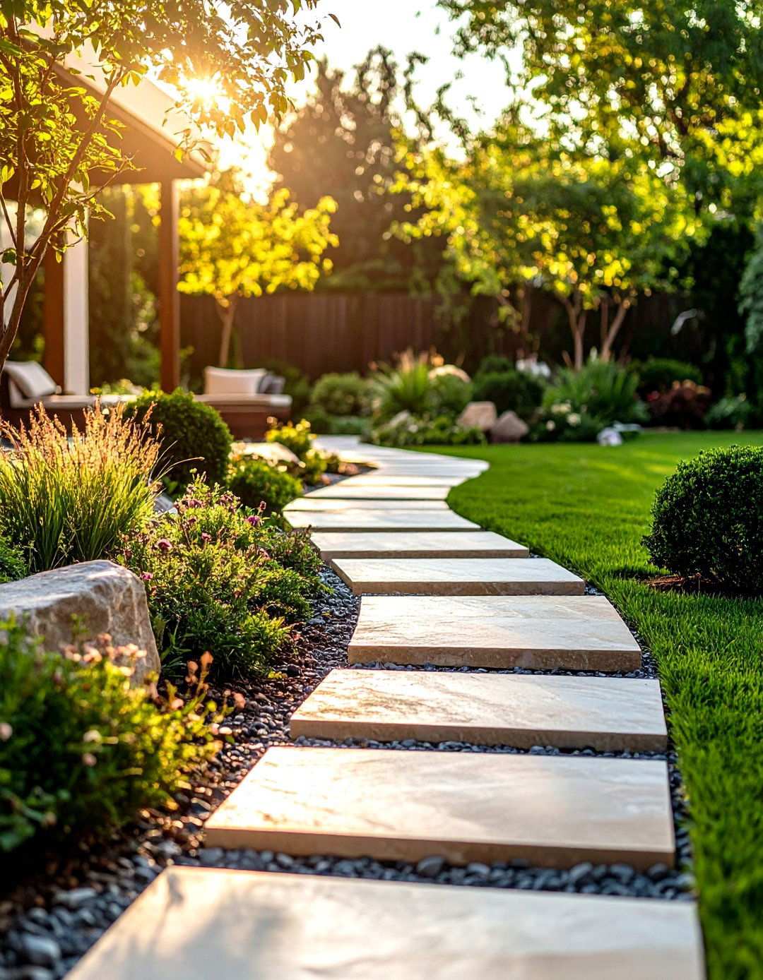 Quartzite Durable Garden Path - 24 Stepping Stone Walkway Ideas