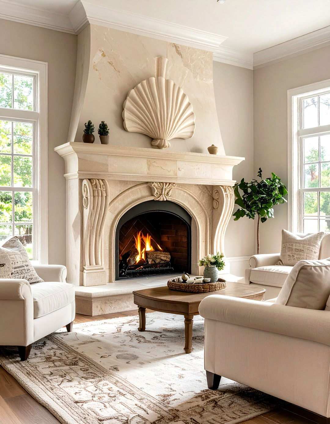 Queen Anne Period Limestone Fireplaces - 24 Traditional Fireplaces
