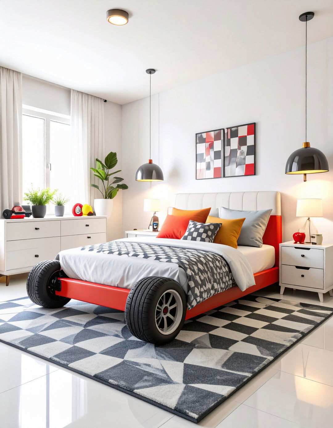 Racing Car Championship Circuit with Track Features - 24 Red Boy Room Ideas