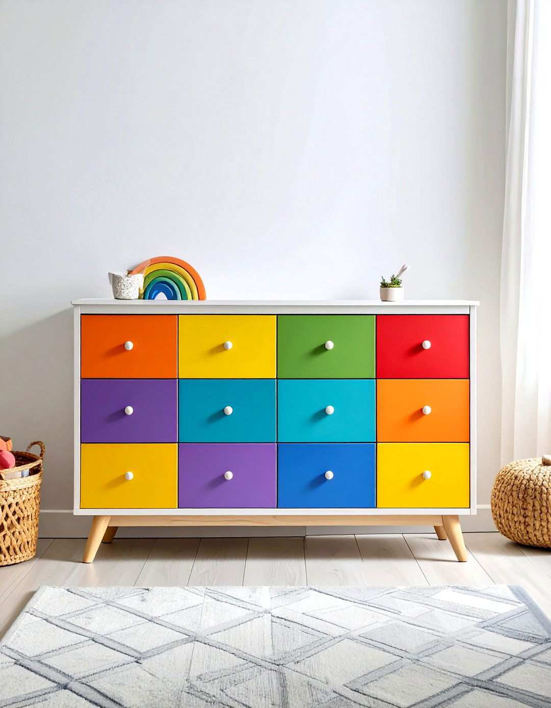 Rainbow Color Blocked Furniture - 24 Rainbow Nursery Ideas