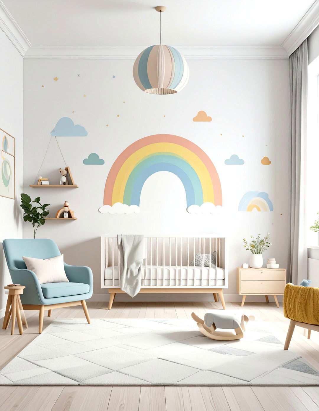 Rainbow Wallpaper Accent Walls - 24 Rainbow Nursery Ideas