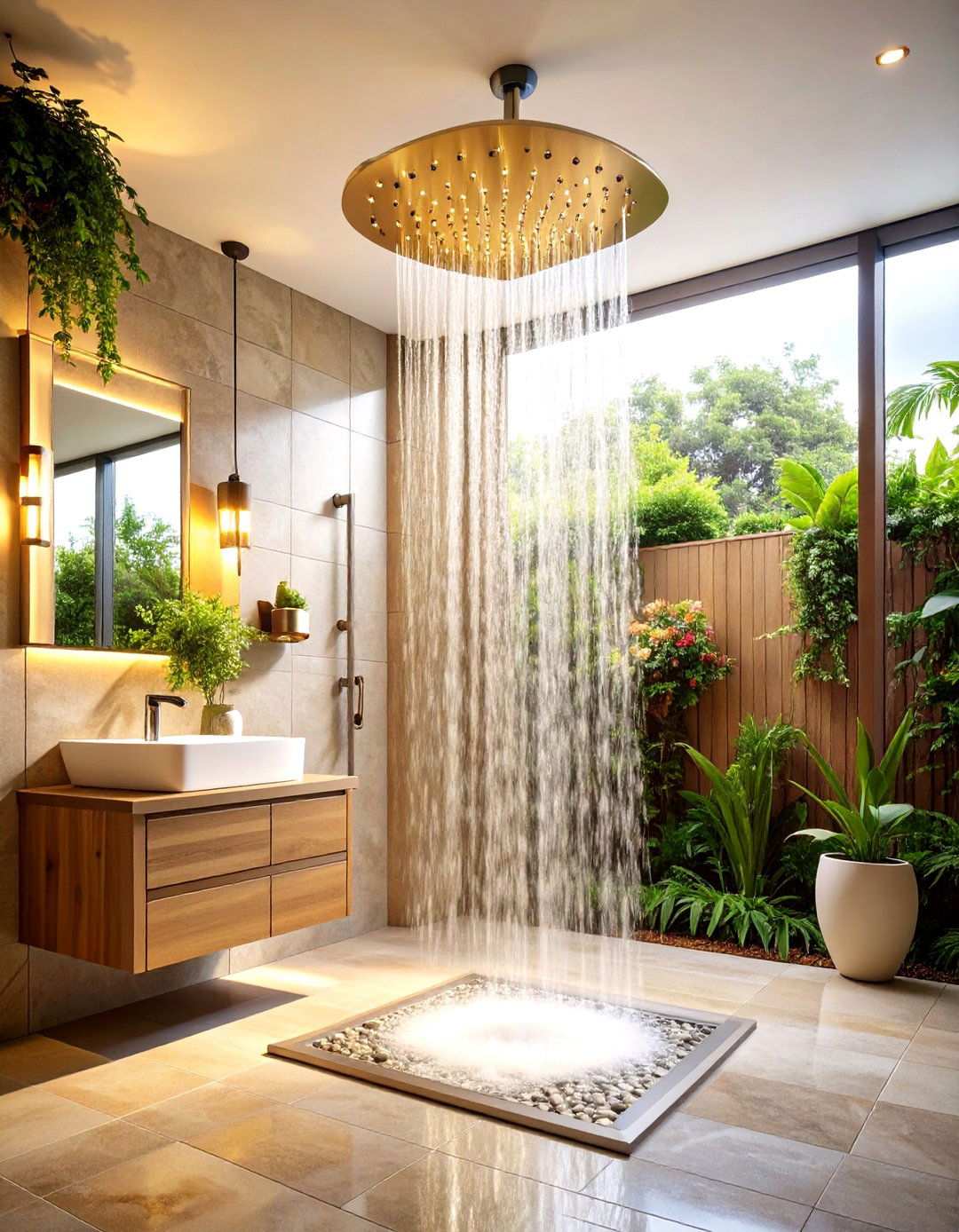 Rainfall Shower Head Center Placement - 24 Small Bathroom Walk in Shower Ideas