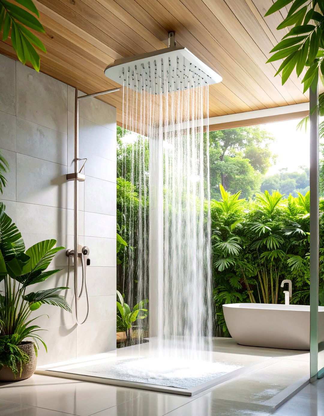 Rainfall Showerhead Ceiling Mount - 24 Small Bathroom Walk-in Shower Ideas