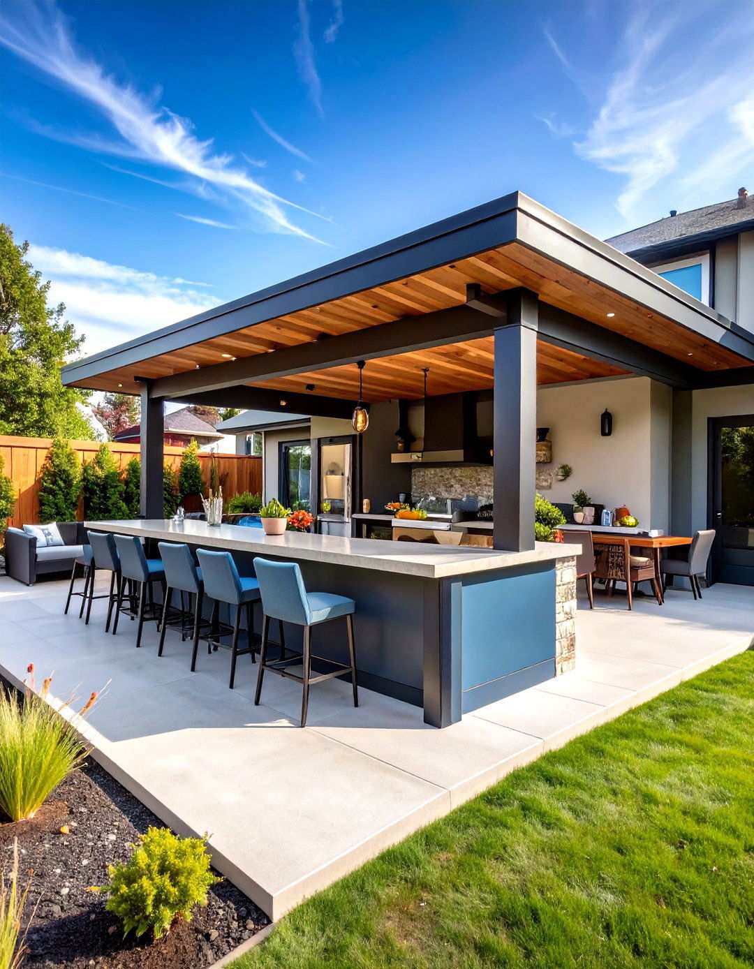 Raised Concrete Bar and Entertainment Patio - 24 Raised Concrete Patio Ideas