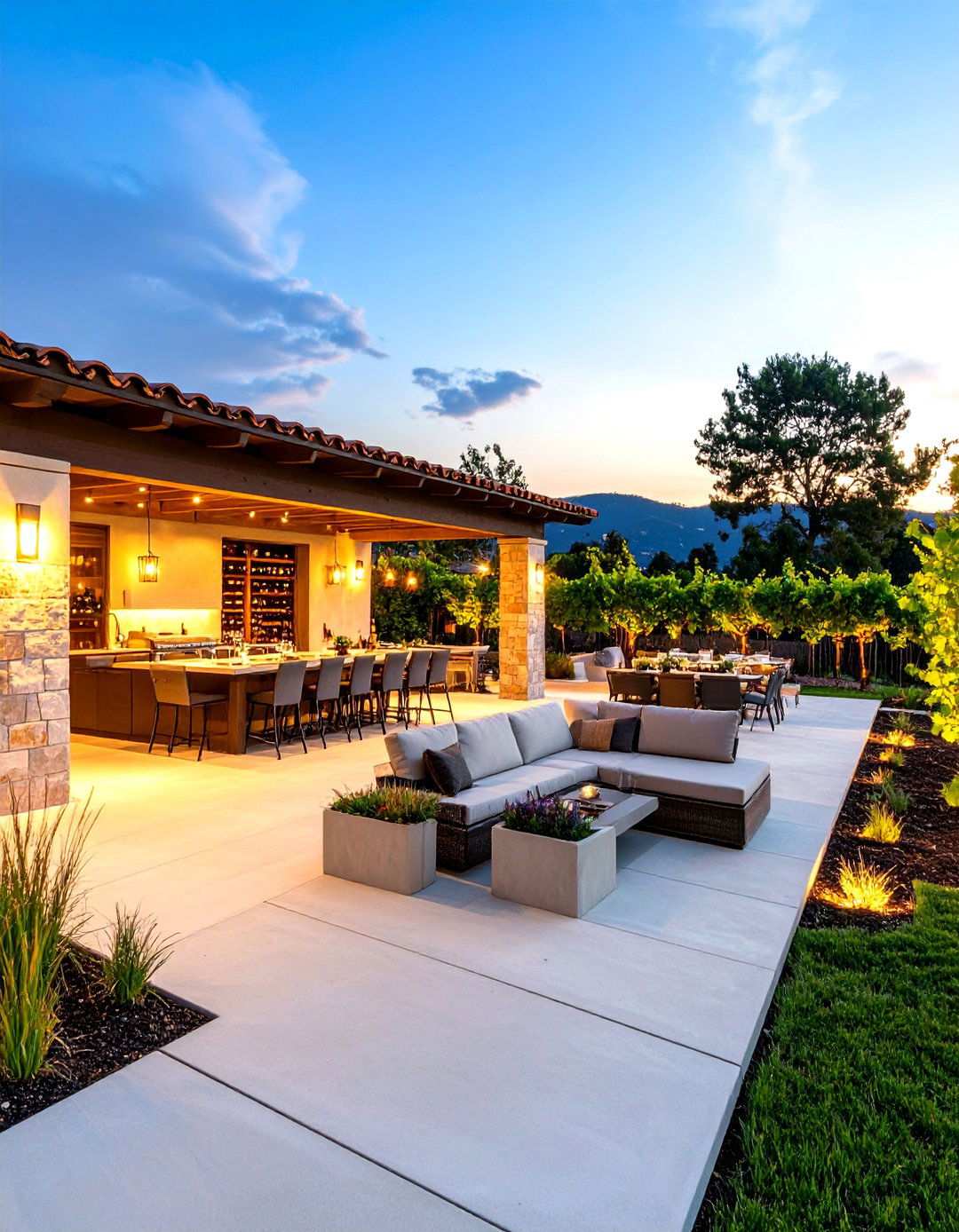 Raised Concrete Wine Tasting and Dining Patio - 24 Raised Concrete Patio Ideas
