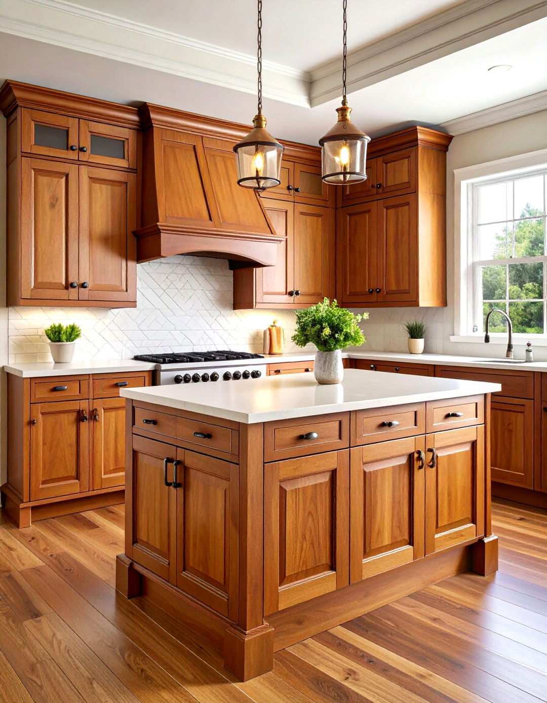 Raised Panel Cherry Traditional Cabinets - 24 Natural Cherry Kitchen Cabinets