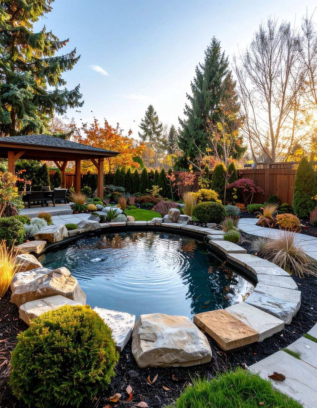 Raised Pond with Multi Season Interest Features - 24 Raised Garden Pond Ideas