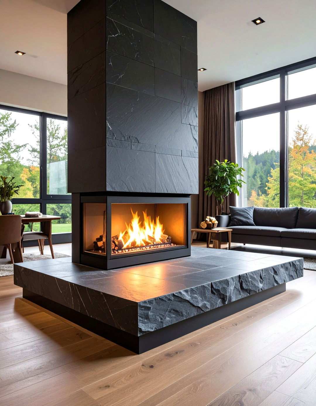 Raised Slate Platform Design - 24 Wood Stove Surround Ideas