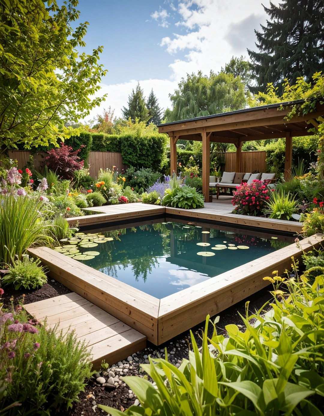 Raised Wildlife Pond with Shallow Access Areas - 24 Raised Garden Pond Ideas