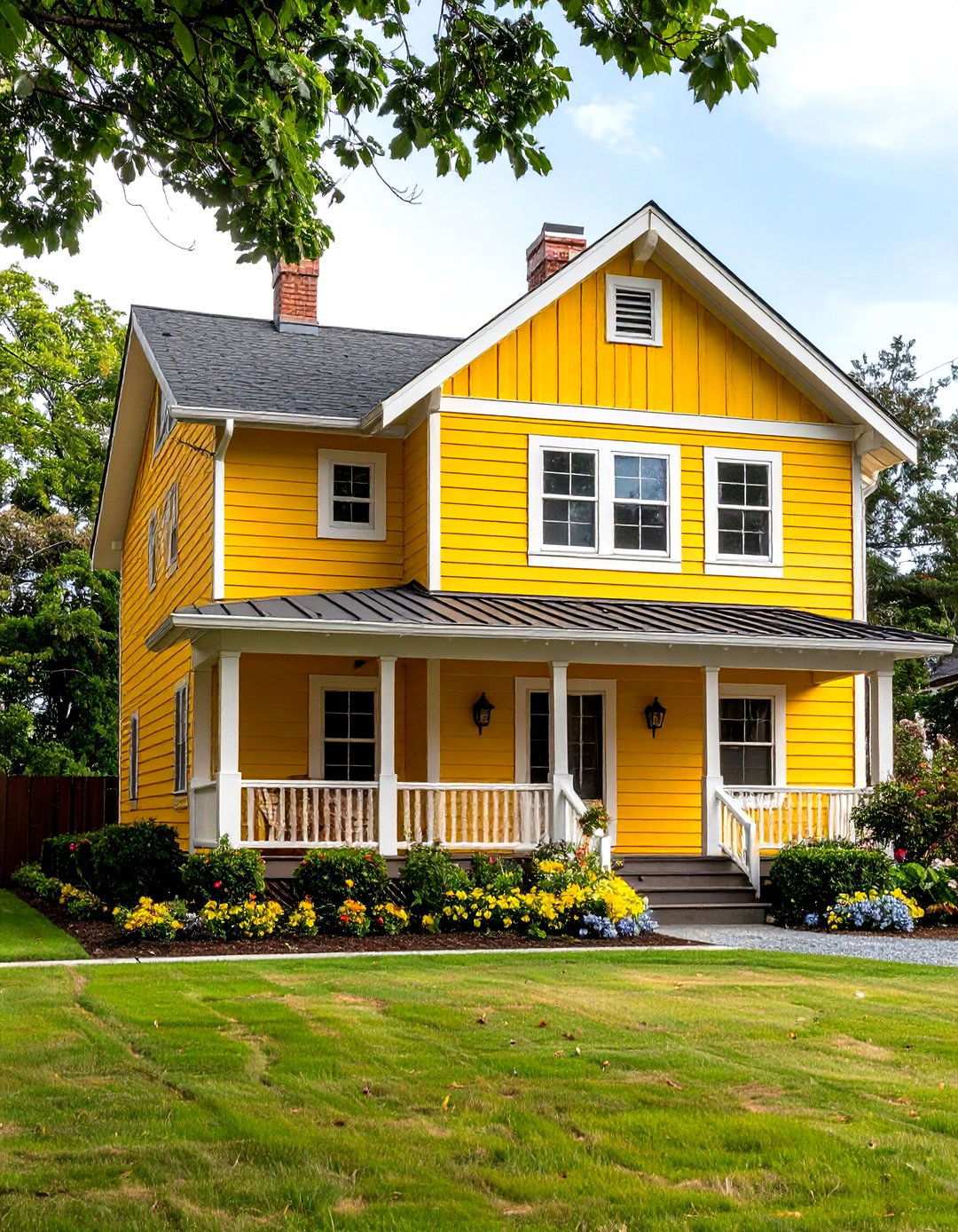 Ranch Style Yellow with Horizontal Emphasis - 24 Yellow Exterior Home Ideas