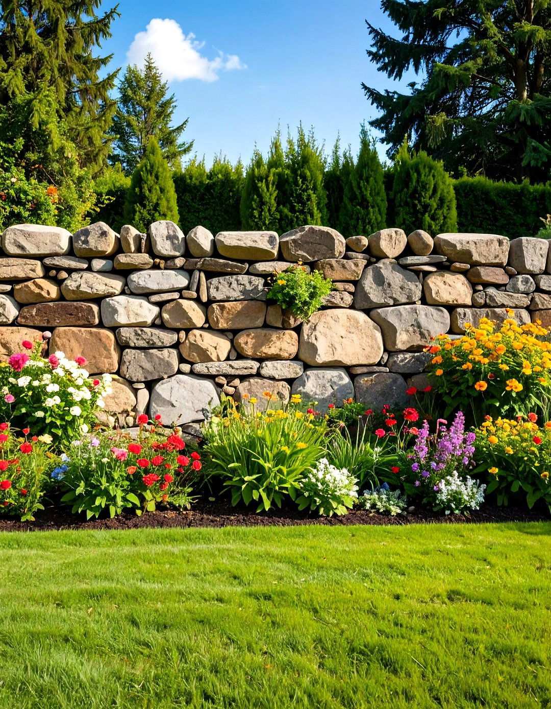 Random Pattern Fieldstone Wall - 24 Natural Rock Retaining Wall Ideas