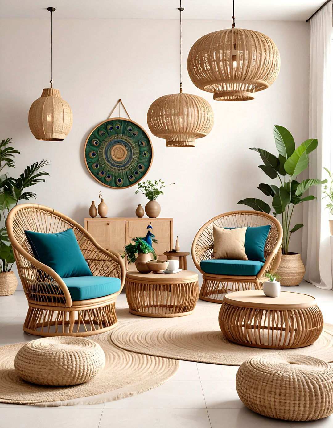 Rattan Furniture Showcase Living Room - 24 Neutral Boho Living Room Ideas