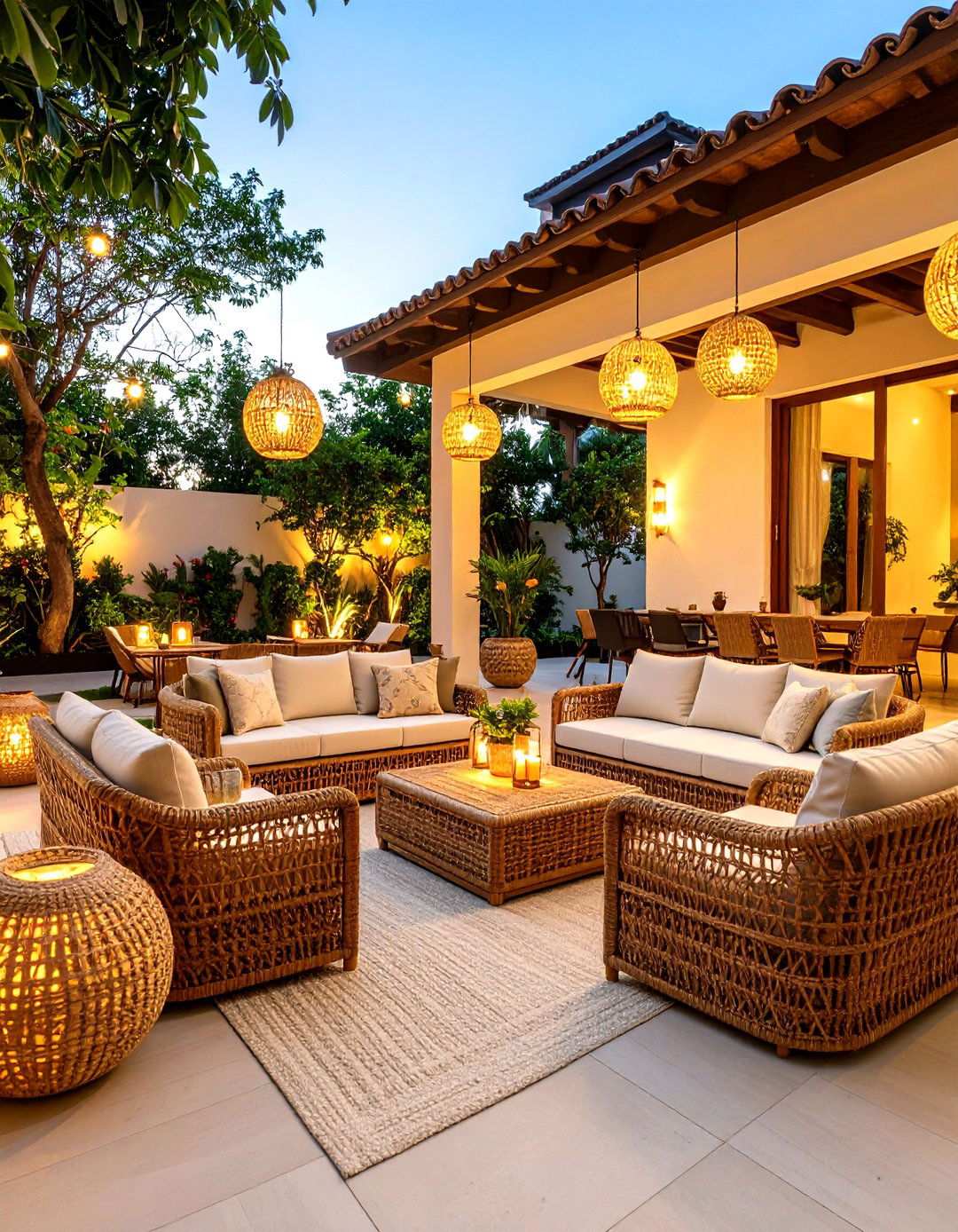 Rattan Lounge Patio - 24 Tropical Patio Ideas