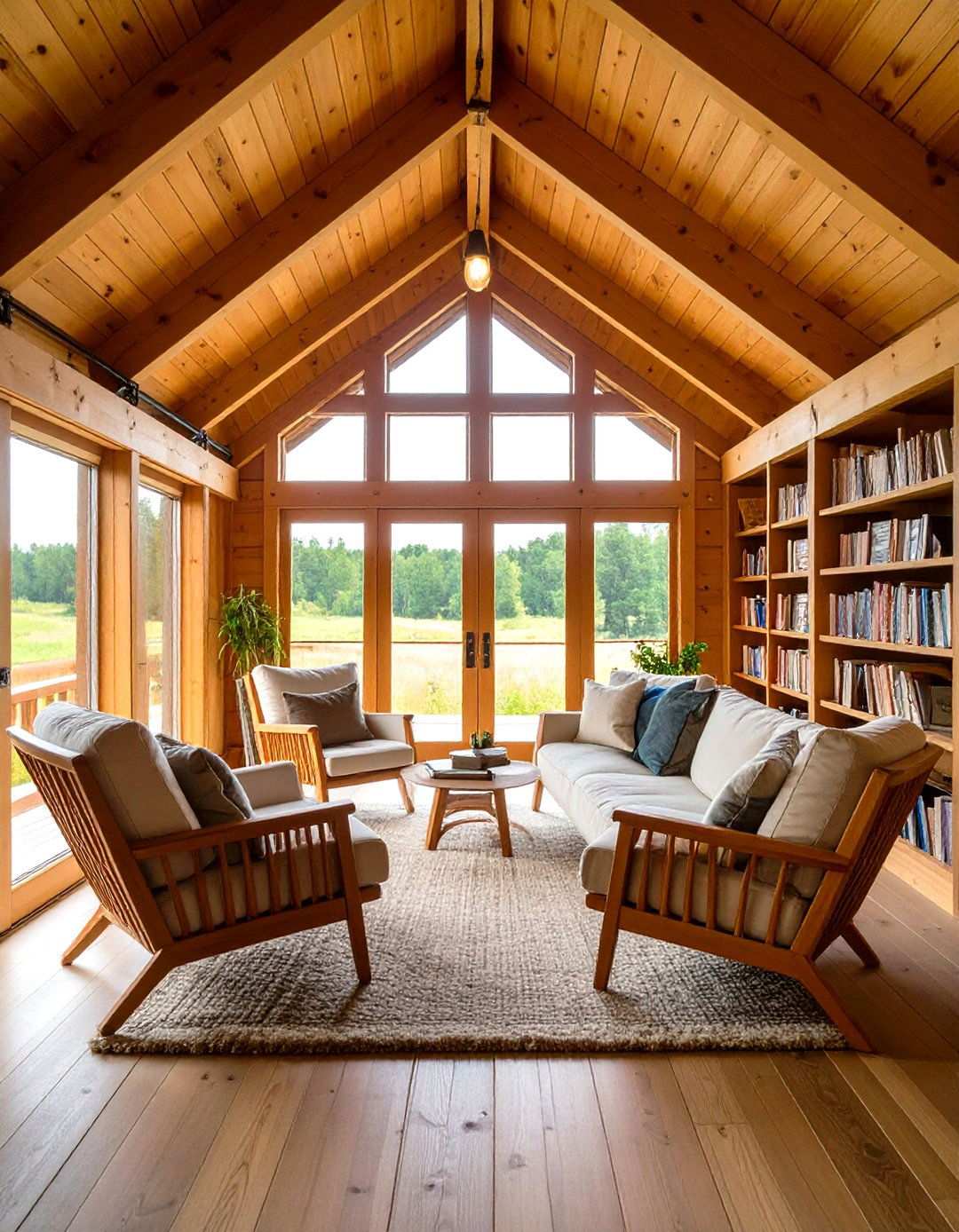 Reading Nook Pole Barn Library - 24 Pole Barn Interior Ideas