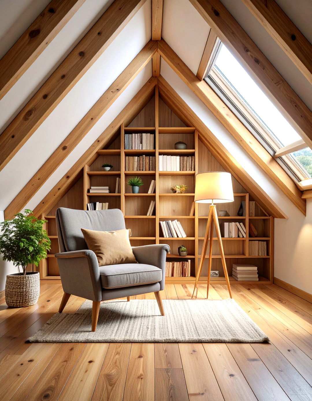 Reading Nook with Built in Shelving - 24 Low Ceiling Small Attic Room Ideas