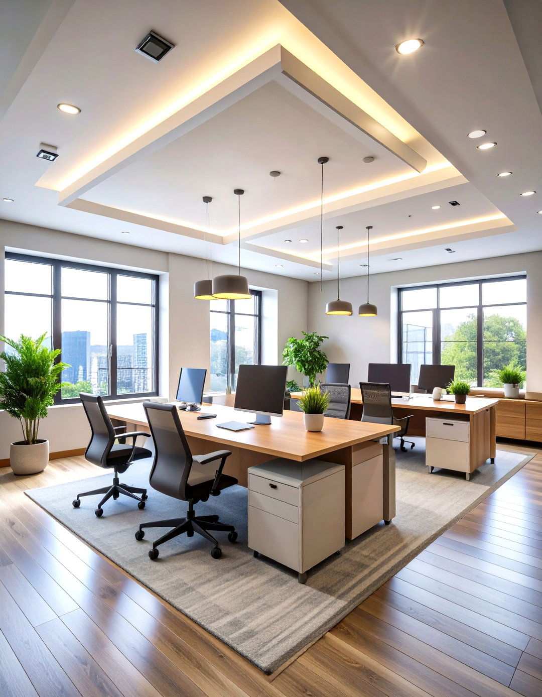 Recessed Ceiling Downlight Configuration - 24 Home Office Lighting Ideas