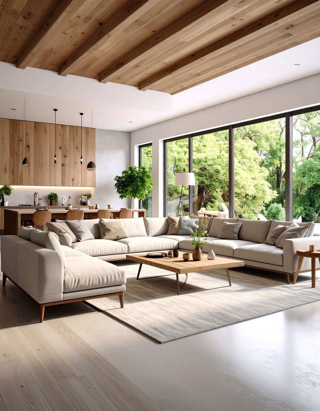 Reclaimed Wood Accent Features - 24 Rustic Concrete Floor Living Room Ideas