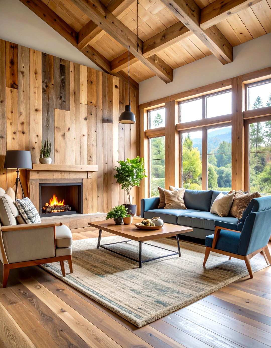 Reclaimed Wood Accent Wall - 24 Wood Stove Surround Ideas