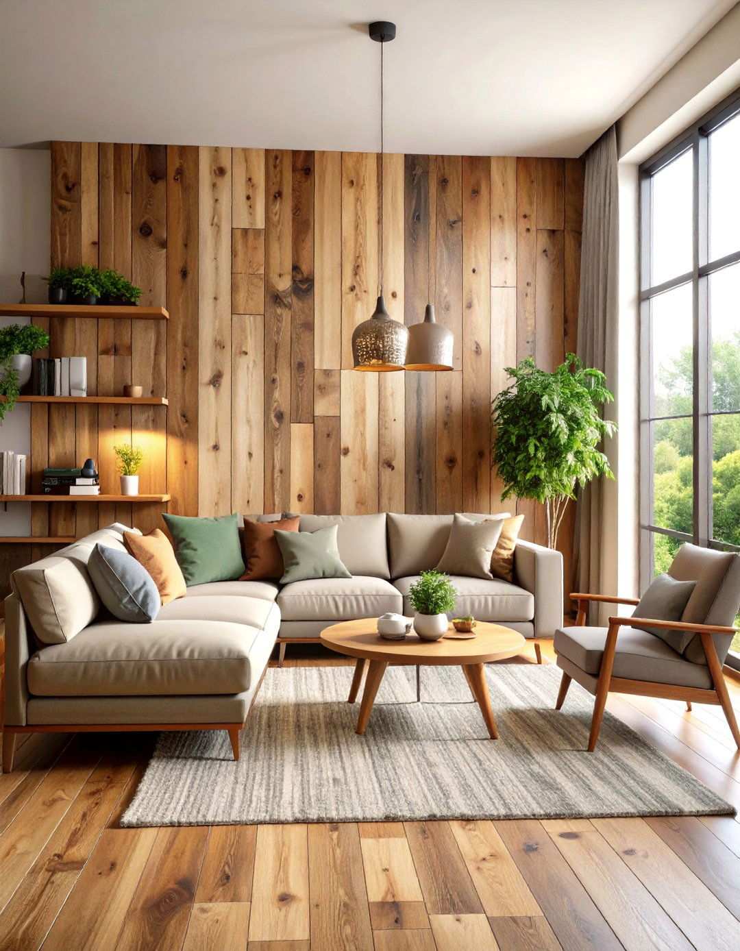 Reclaimed Wood Accent Walls - 24 Industrial Living Room Ideas