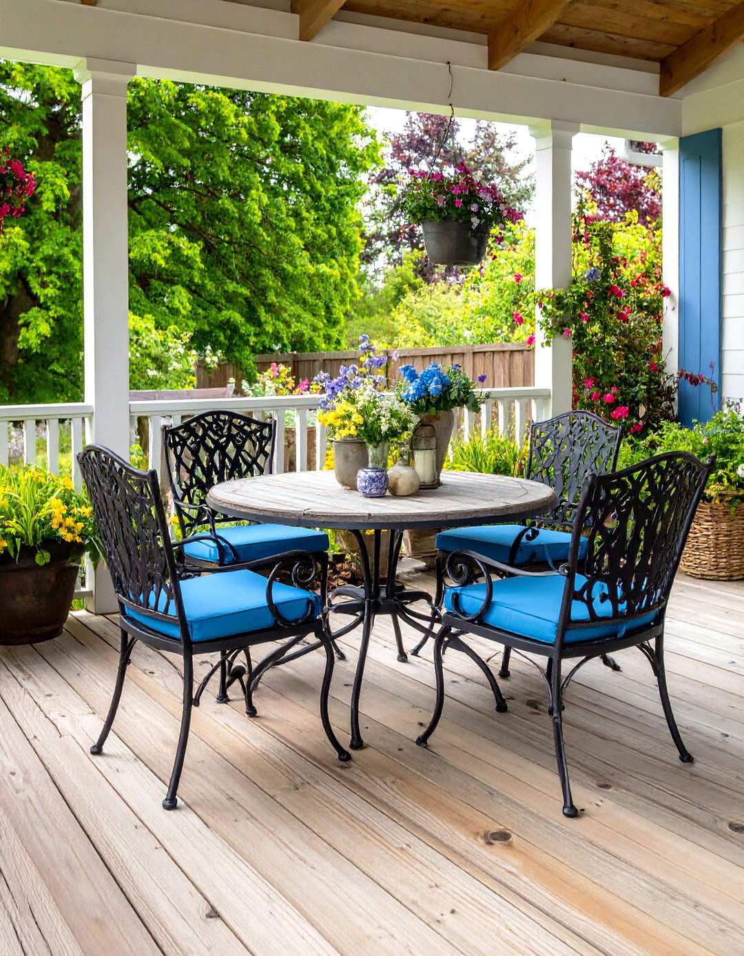 Reclaimed Wood Deck with Vintage Furniture - 24 Rustic Patio Ideas