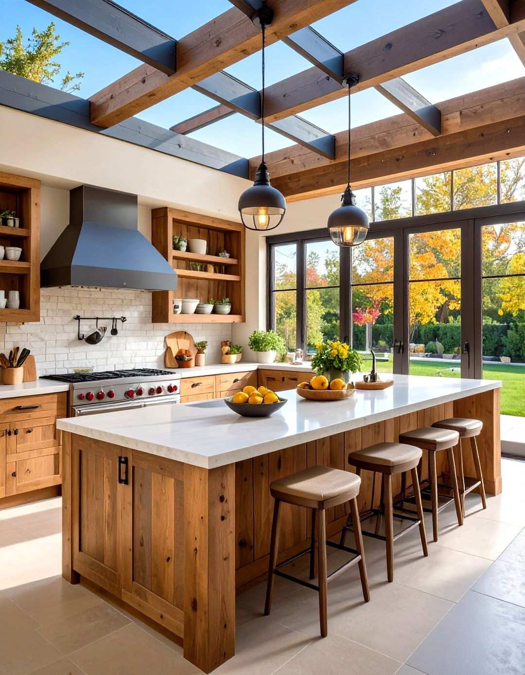 Reclaimed Wood Farmhouse Kitchen Island - 24 Rustic Outdoor Kitchen Ideas