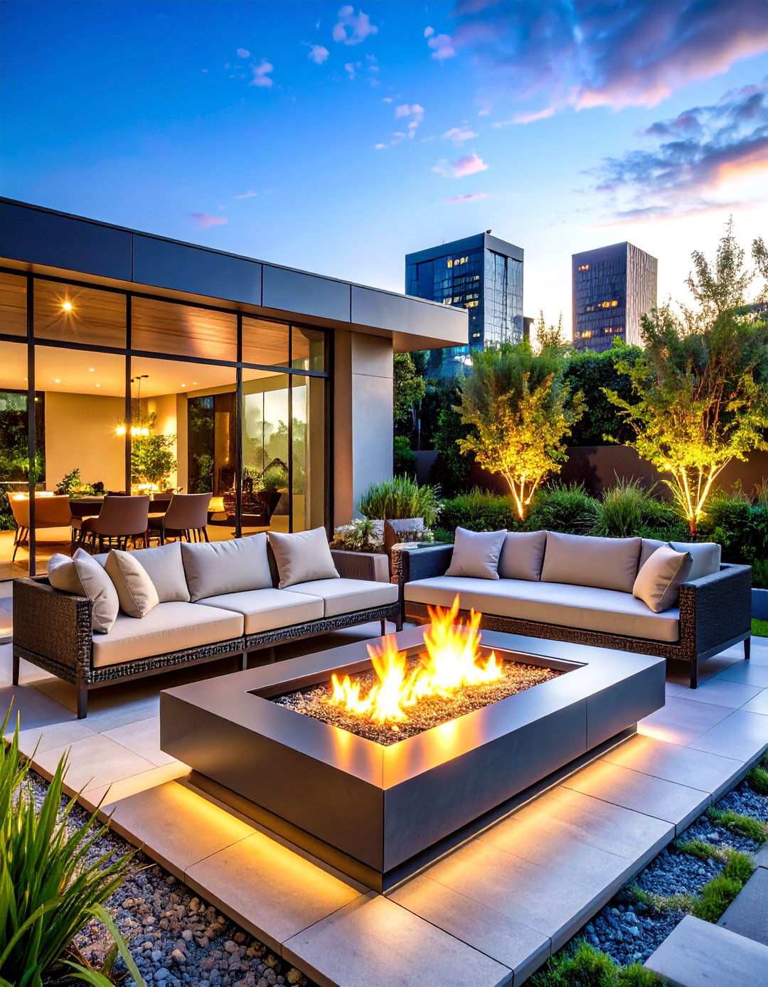 Rectangular Modern Fire Table - 24 Wood Burning Fire Pit Ideas