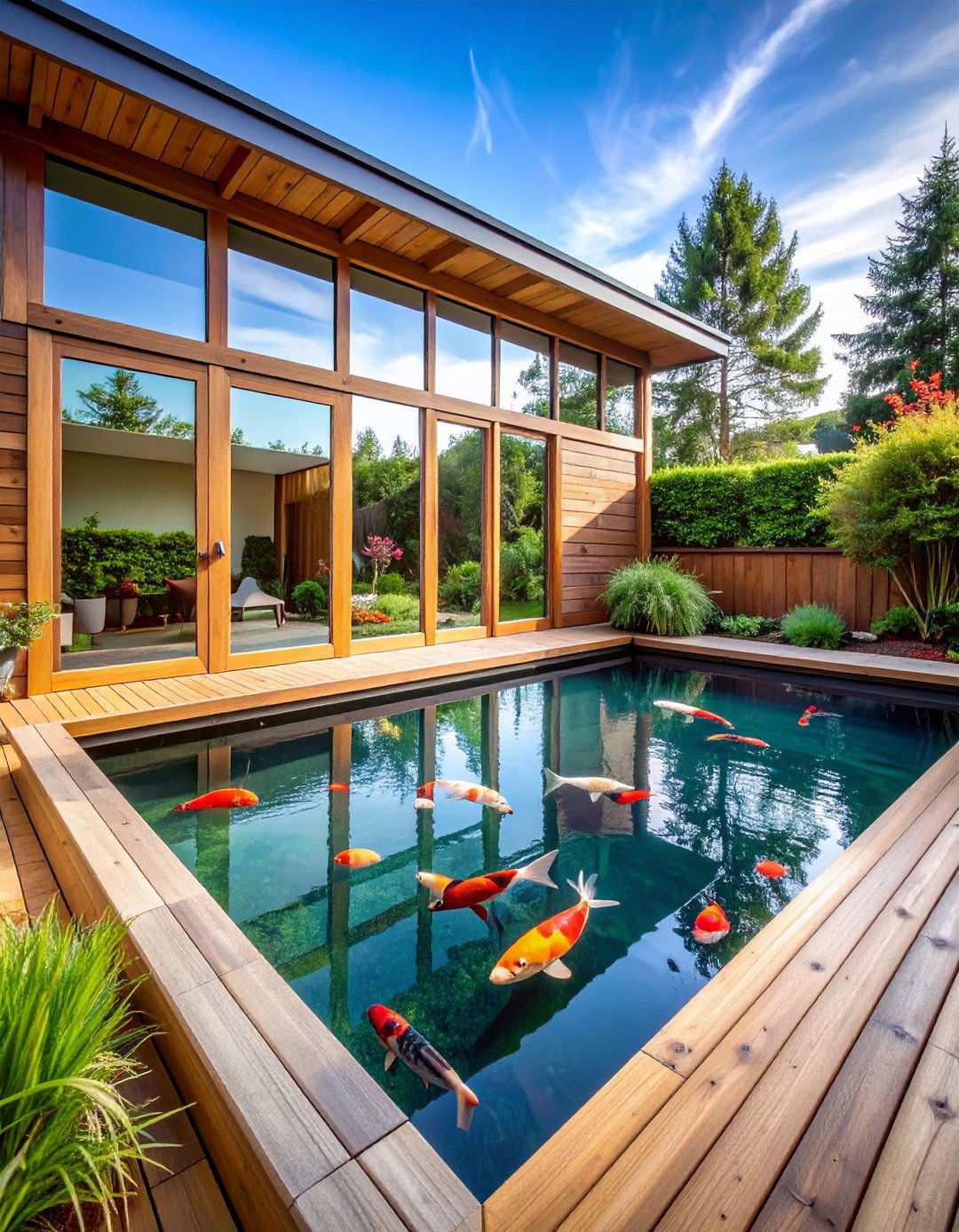 Rectangular Raised Koi Pond with Viewing Windows - 24 Raised Garden Pond Ideas