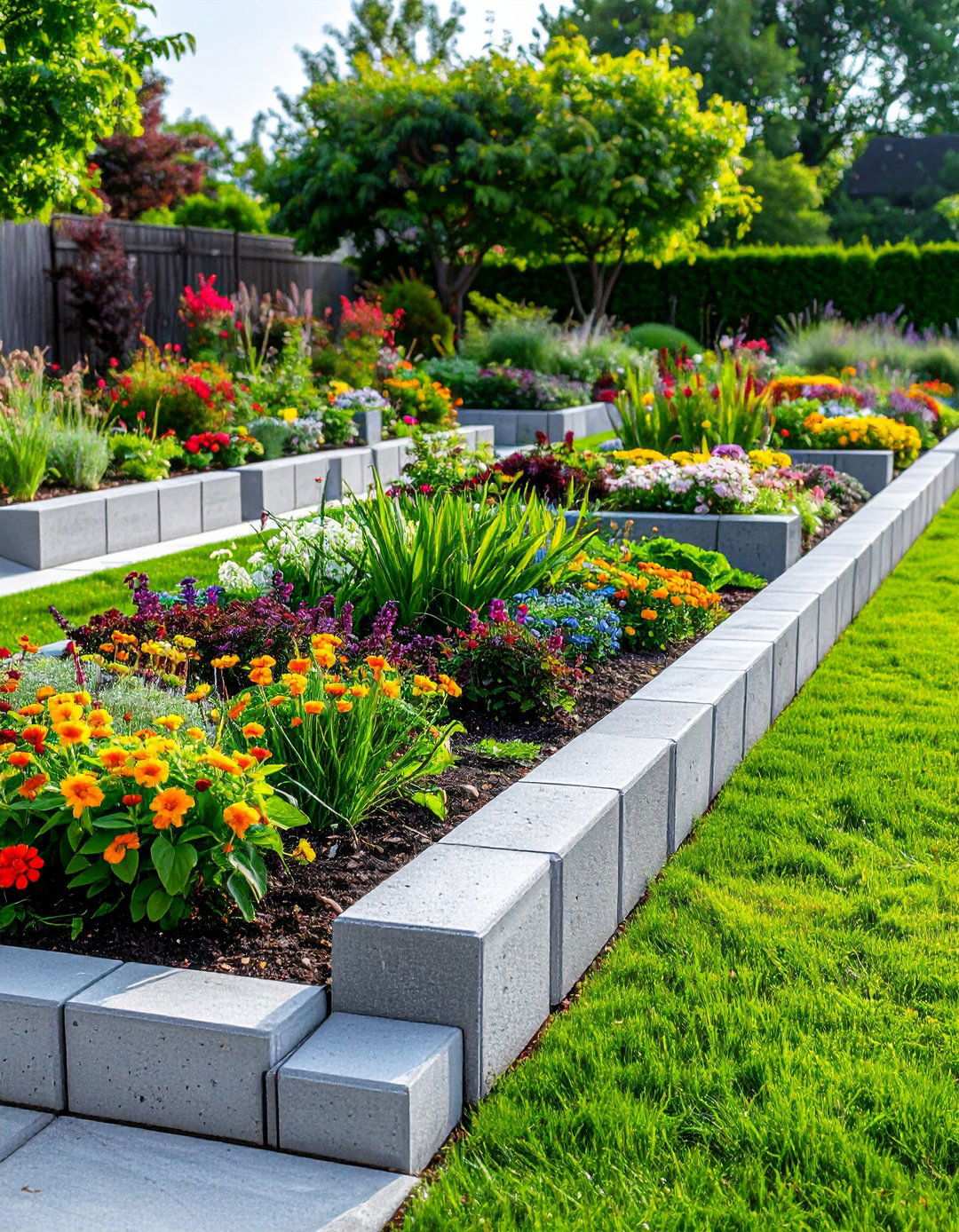 Recycled Concrete Block Borders - 24 Recycled Garden Edging Ideas
