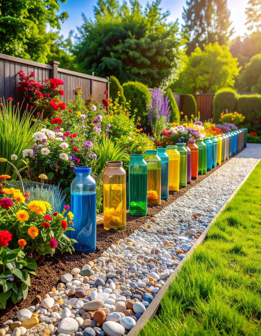 Recycled Plastic Bottle Barriers - 24 Recycled Garden Edging Ideas