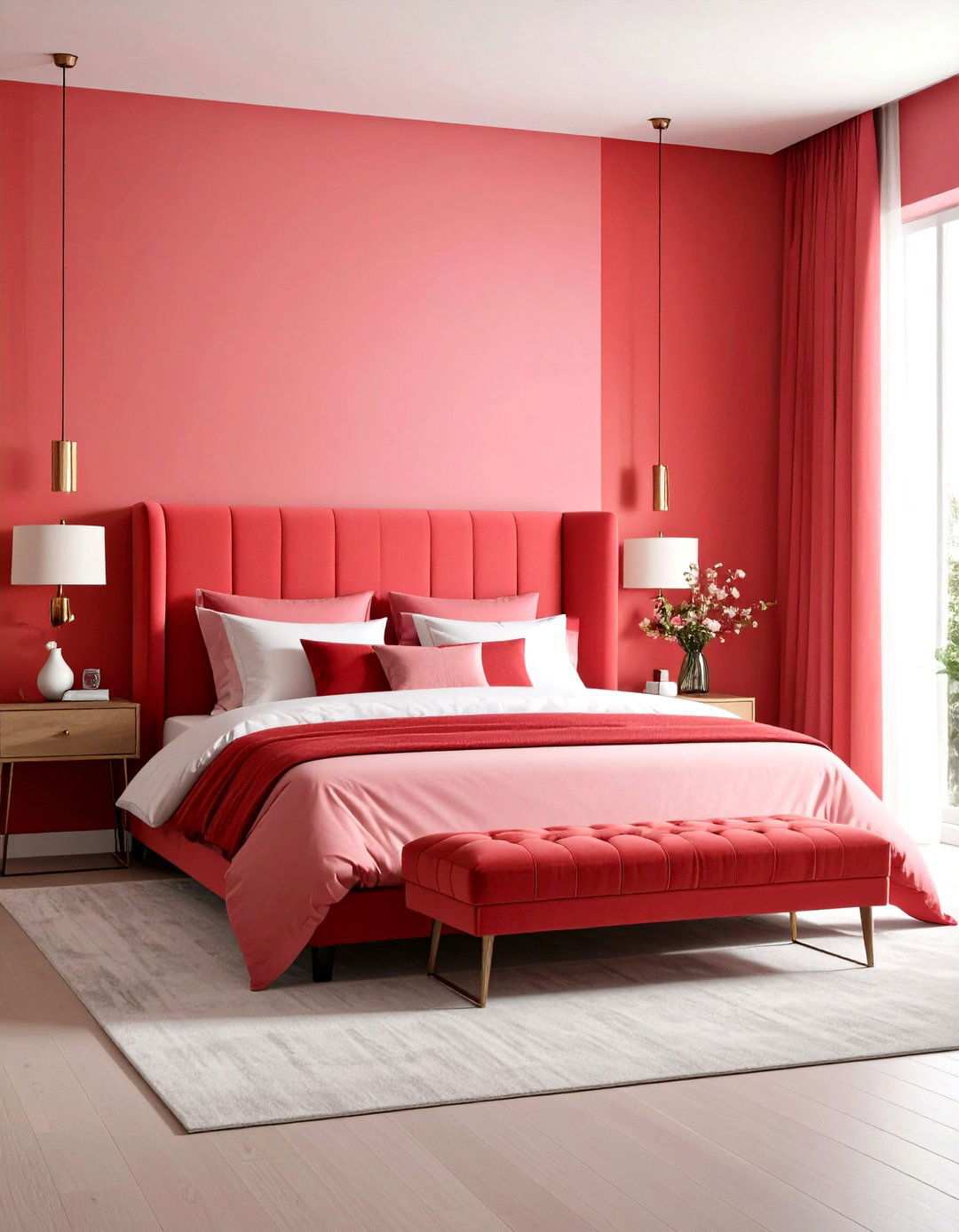 Red and Pink Gradient Bedroom - 24 Red Bedroom Ideas
