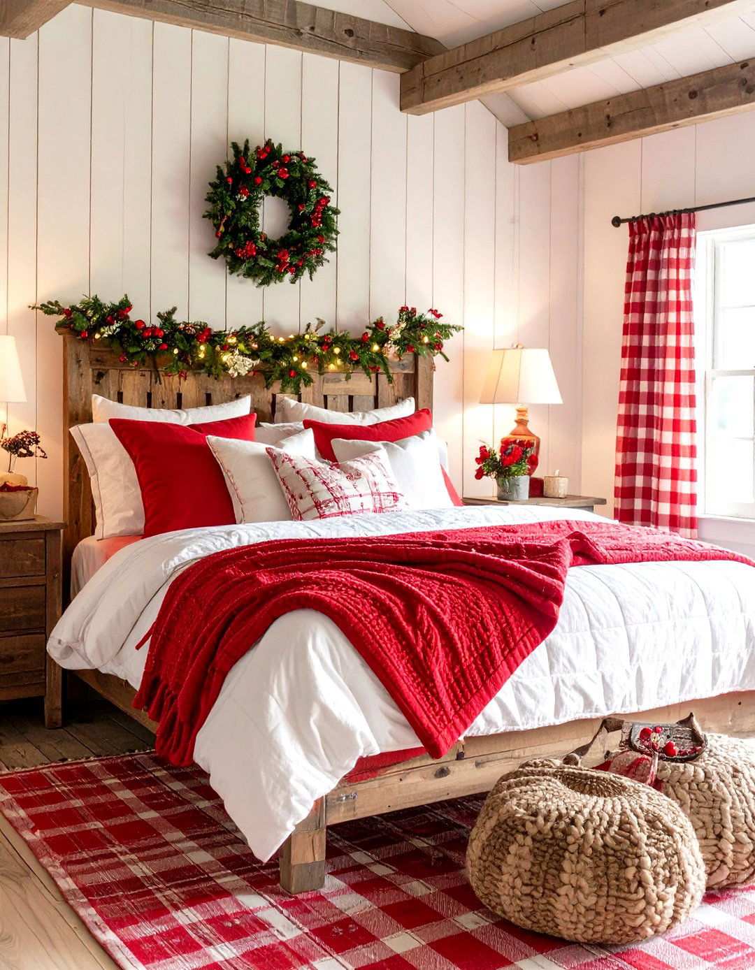 Red and White Farmhouse Bedroom - 24 Red Bedroom Ideas