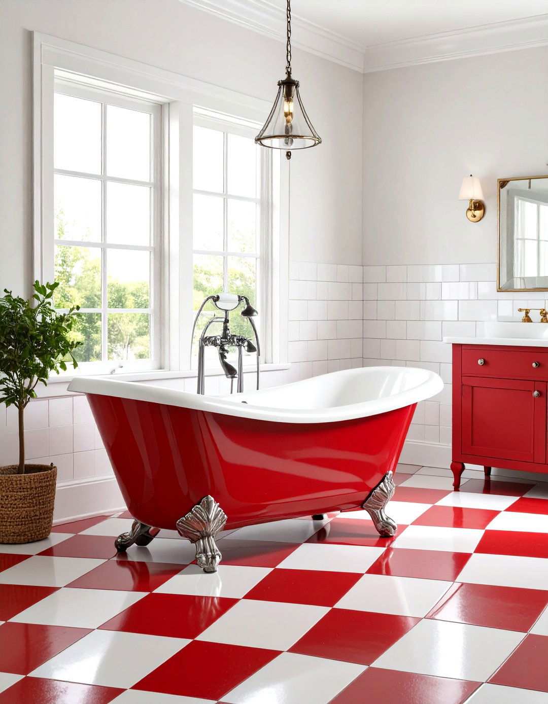Red and White Vintage Bathroom - 24 Red Bathroom Ideas