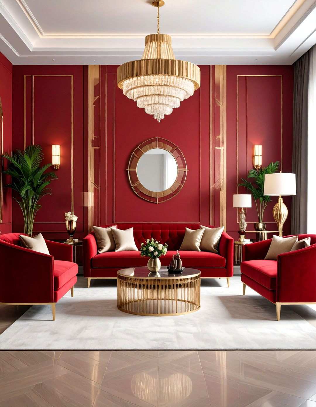 Red Art Deco Glamour - 24 Red Living Room Ideas