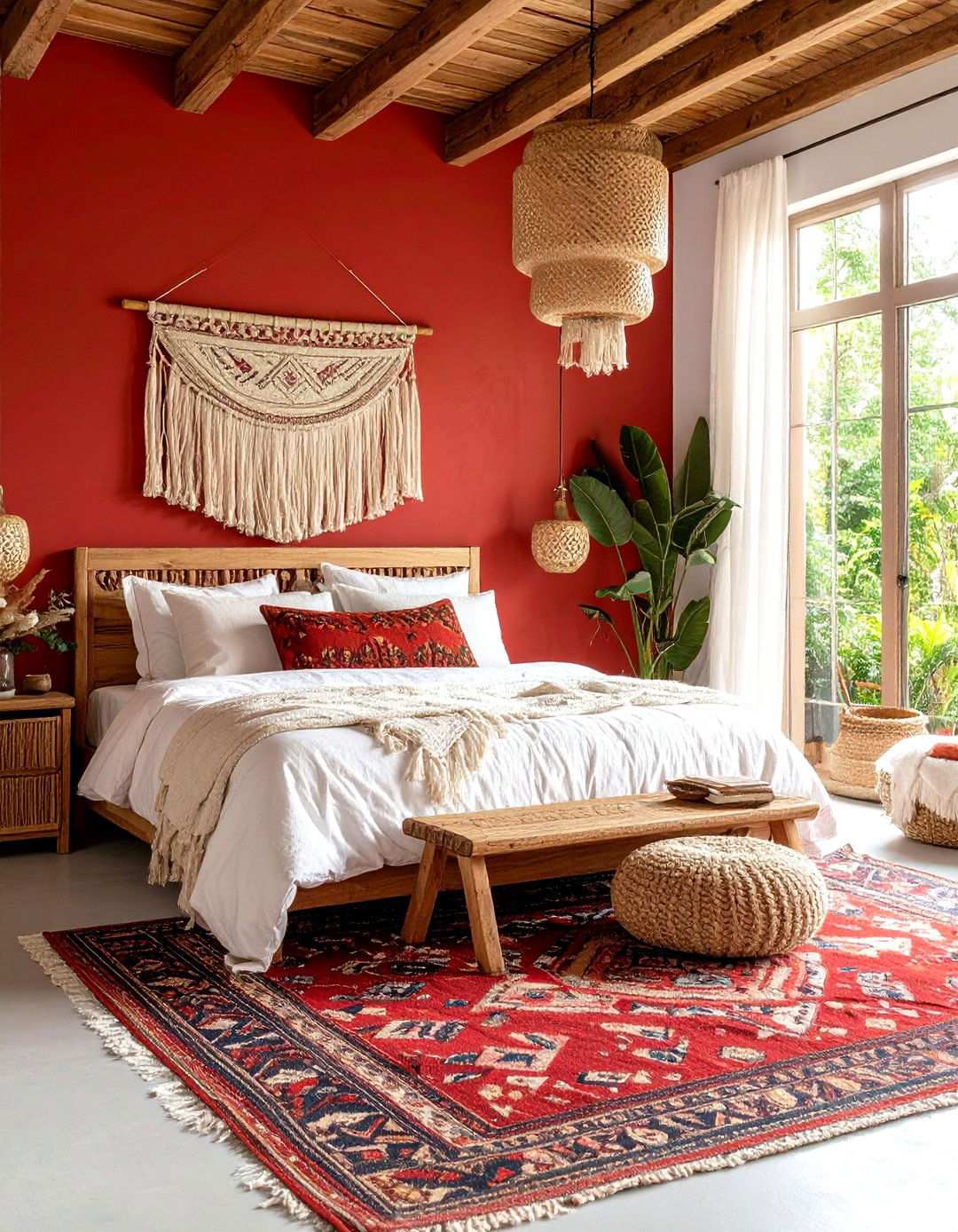 Red Bohemian Bedroom - 24 Red Bedroom Ideas