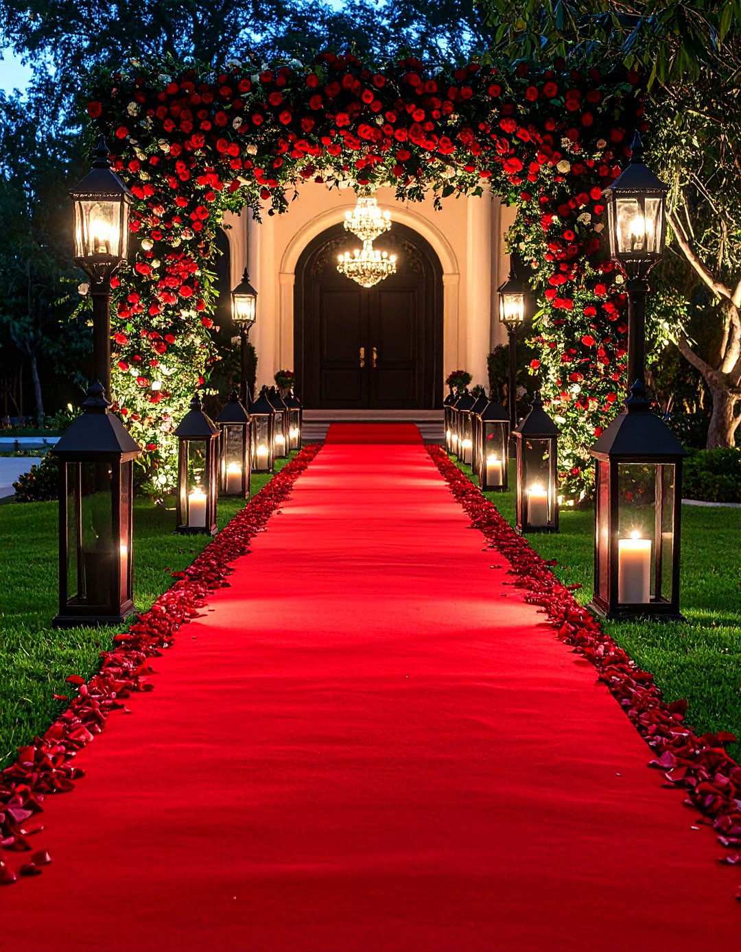 Red Carpet Ceremony Entrance - 24 Red and Black Wedding Ideas
