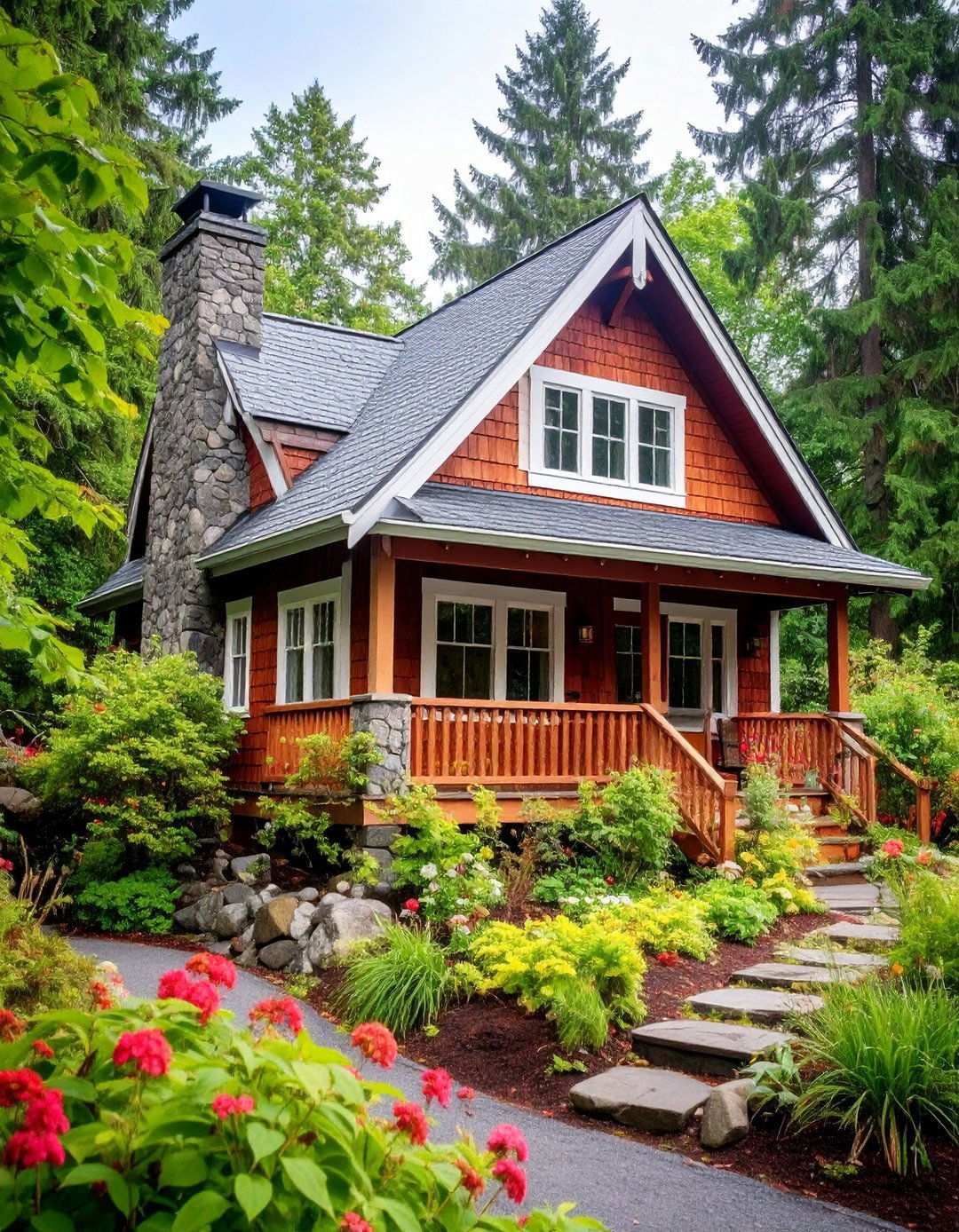 Red Cedar Shake Cottage Charm - 24 red home exterior ideas