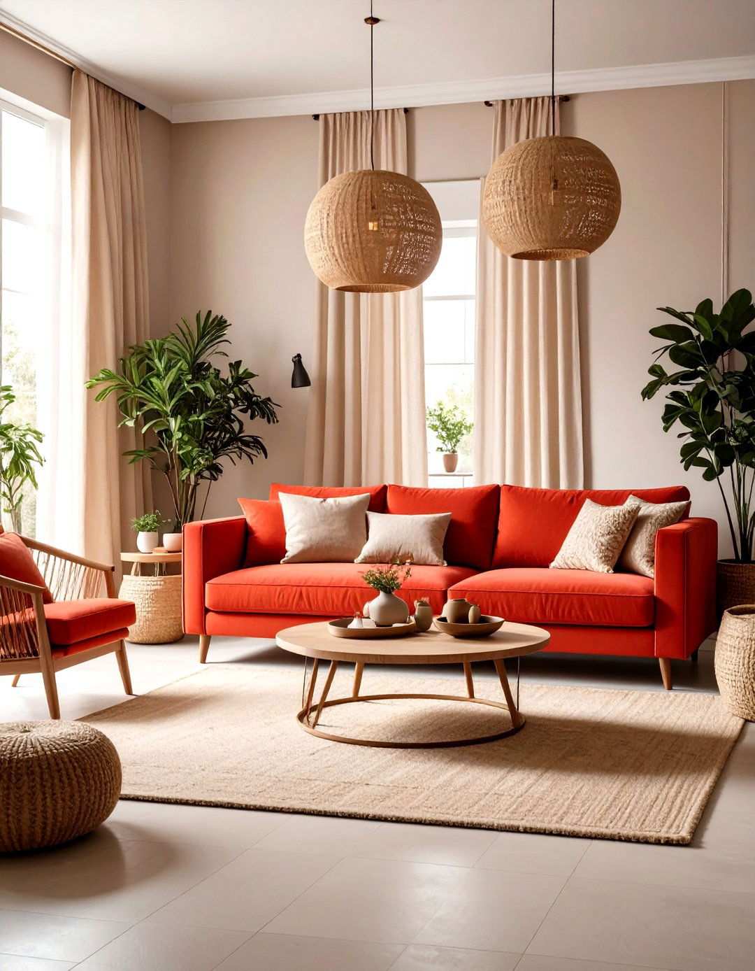 Red Couch Neutral Color Palette - 24 Red Couch Living Room Ideas