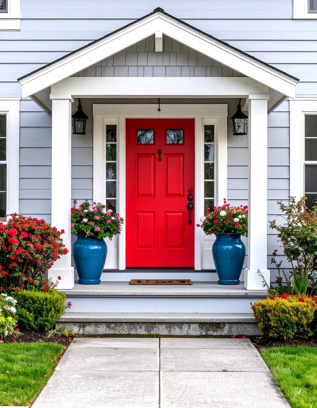 Red Door Light Grey Elegance - 24 Light Grey House With White Trim Design Ideas