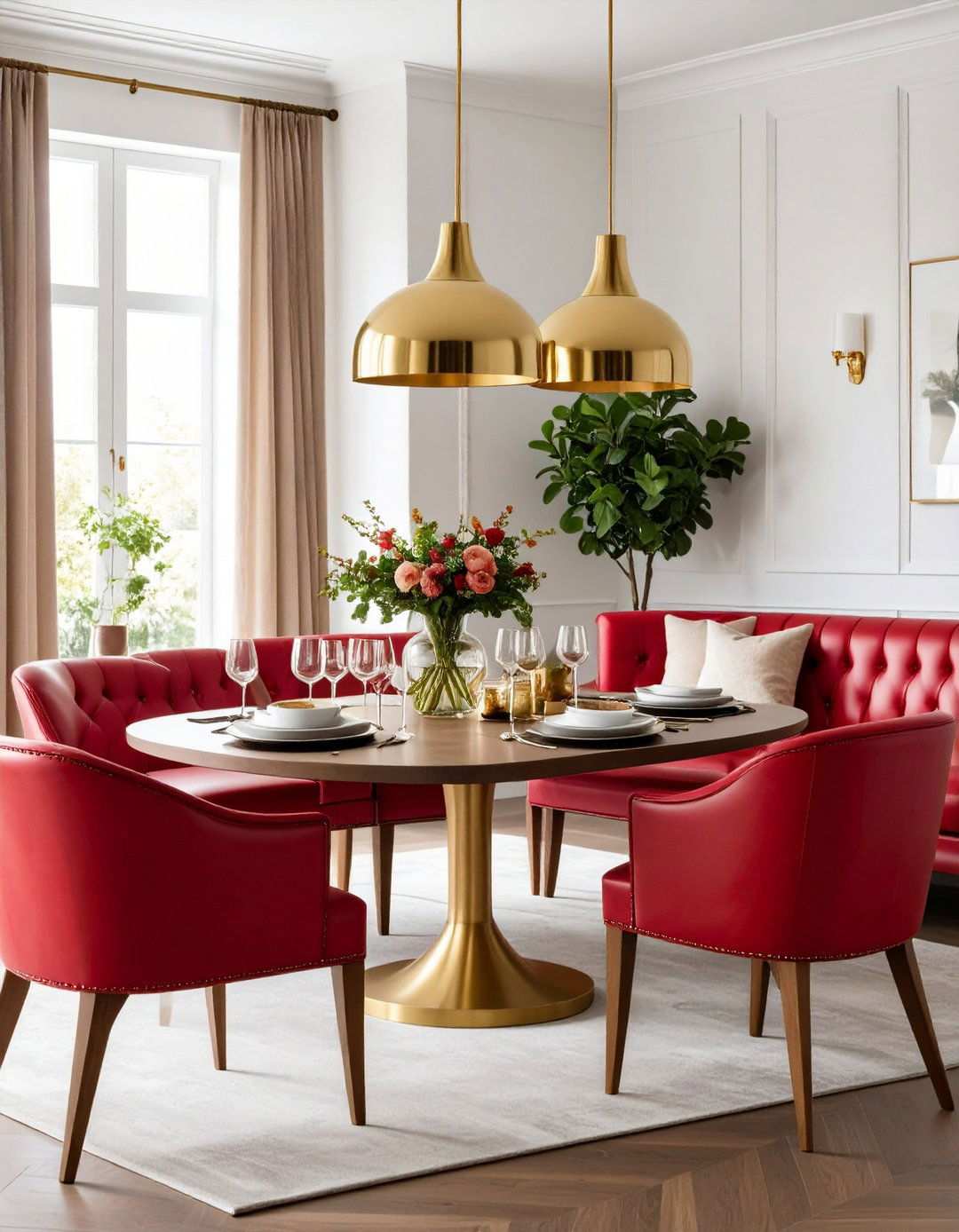 Red Leather Banquette Seating - 24 Red Dining Room Ideas