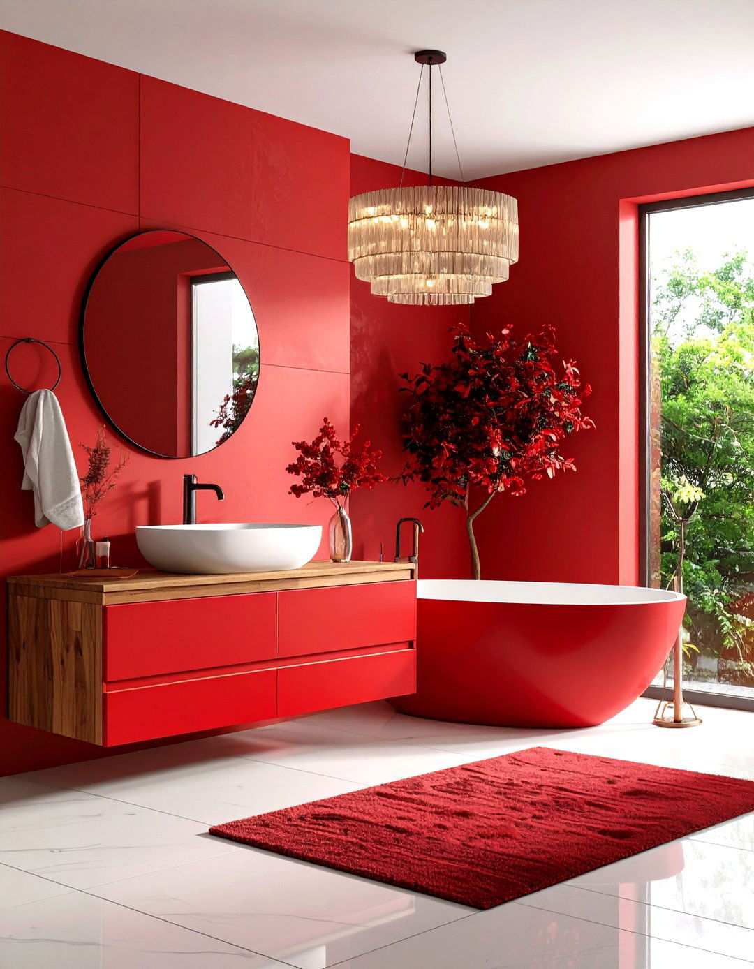 Red Maximalist Expression - 24 Red Bathroom Ideas