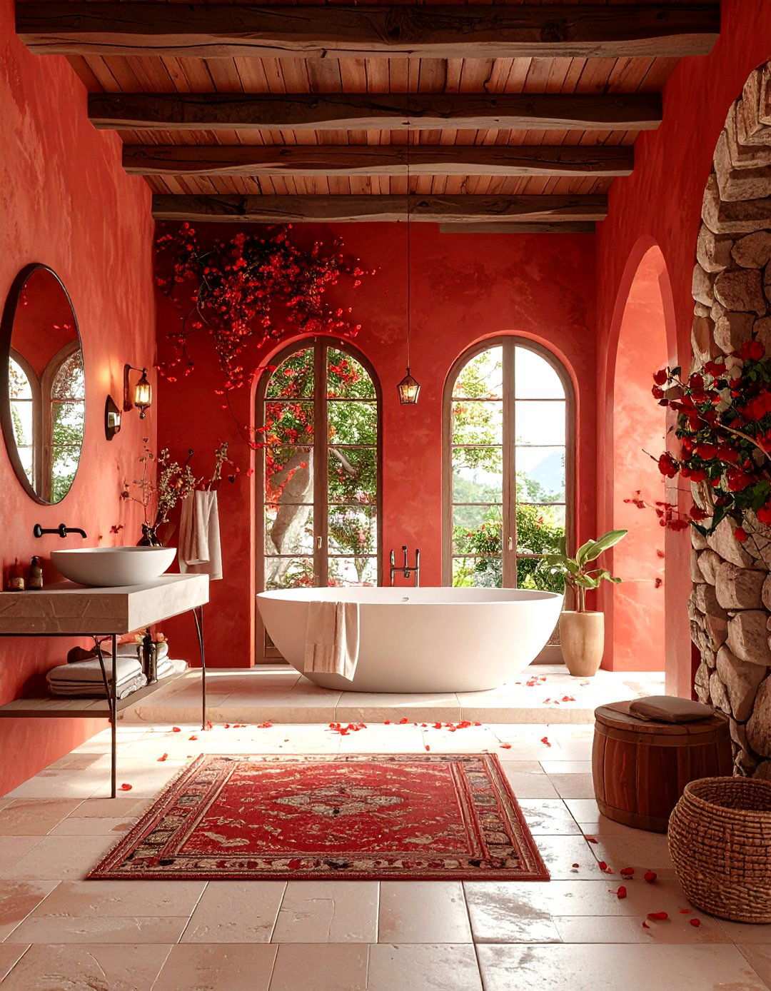 Red Mediterranean Villa Style - 24 Red Bathroom Ideas