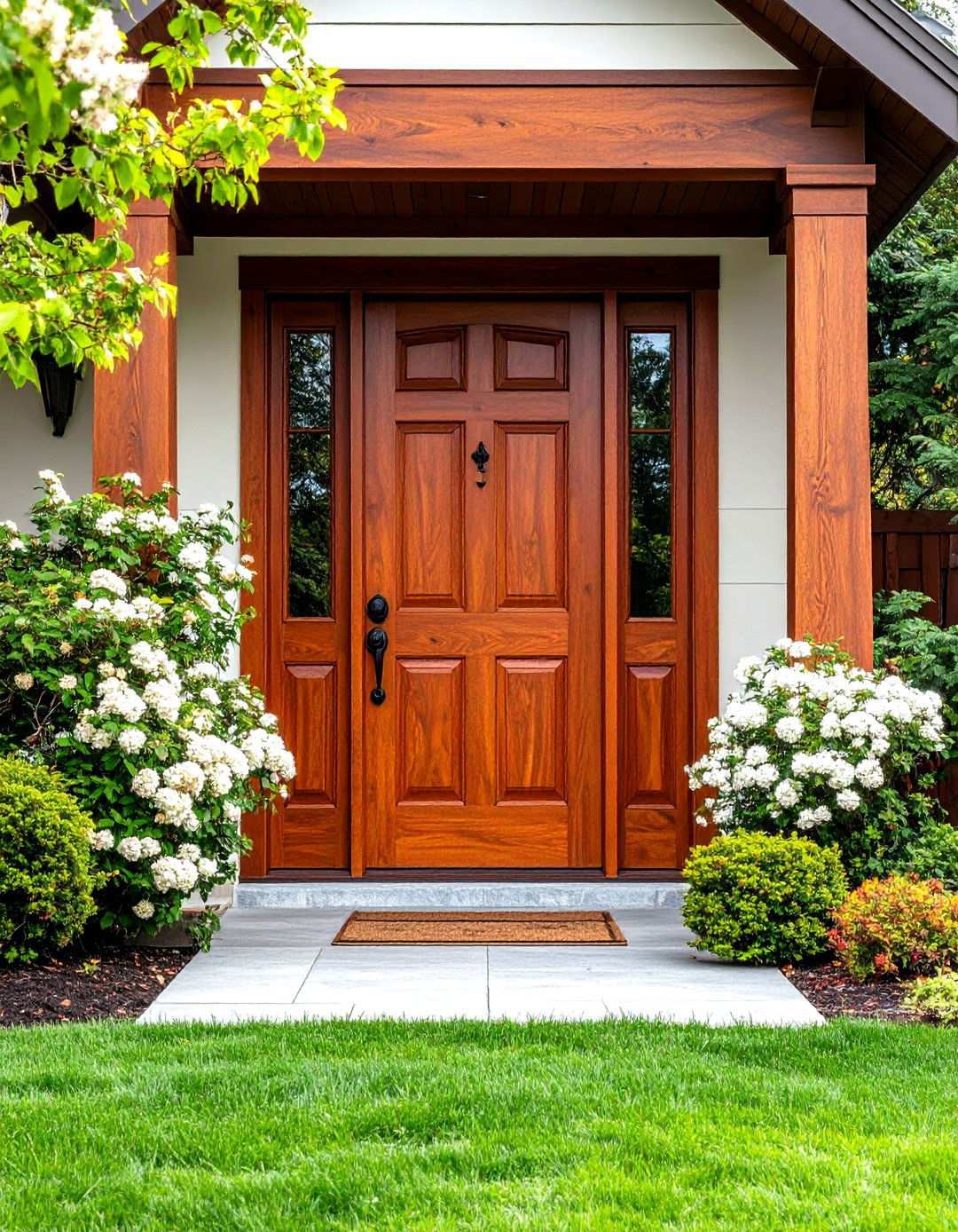 Red Oak Traditional Stained Front Door - 24 Stained Front Door Ideas