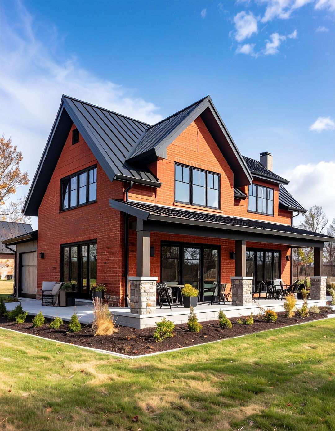 Red Painted Brick Modern Farmhouse - 24 red home exterior ideas