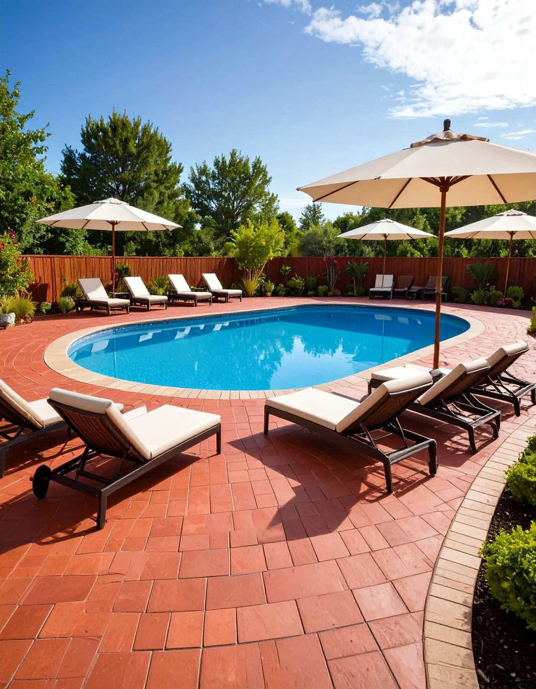 Red Paver Pool Deck Integration - 24 Red Paver Patio Ideas